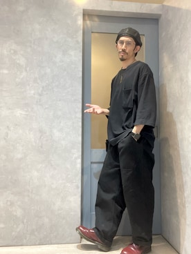 「Ruben（ルーベン）のアイテム（帽子）」を使った、umezaru715さん（メンズ・177cm）の春コーディネート