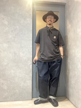 「Ruben（ルーベン）のアイテム（帽子）」を使った、umezaru715さん（メンズ・177cm）の春コーディネート