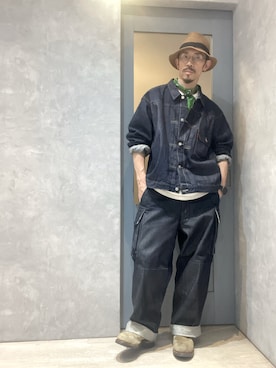 「Ruben（ルーベン）のアイテム（帽子）」を使った、umezaru715さん（メンズ・177cm）の春コーディネート