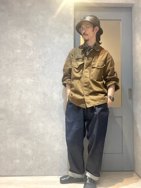 「アイテム（ジャケット/アウター、ゴールド系）」を使った、umezaru715さん（メンズ・177cm）の春コーディネート