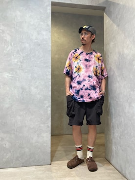 「アイテム（カーゴパンツ）」を使った、umezaru715さん（メンズ・177cm）の夏コーディネート