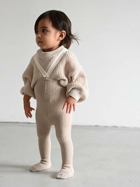 「アイテム（タイツ/ストッキング）」を使った、PUPPAPUPOさん（キッズ・80cm）の秋コーディネート