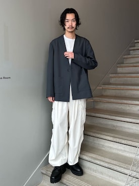 「tk.TAKEO KIKUCHI（ティーケータケオキクチ）のアイテム（セットアップ）」を使った、kitauraさん（メンズ・172cm）の春コーディネート