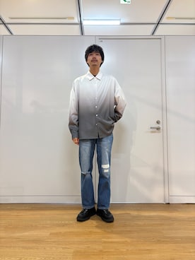 「tk.TAKEO KIKUCHI（ティーケータケオキクチ）のオーバーとろみシャツ（シャツ/ブラウス、グレー系）」を使った、kitauraさん（メンズ・172cm）の春コーディネート