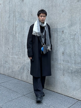 「tk.TAKEO KIKUCHI」｜「アイテム（チェスターコート）」を使った、kitauraさん（メンズ・172cm）の冬コーディネート