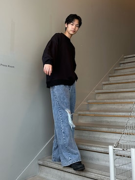 「tk.TAKEO KIKUCHI（ティーケータケオキクチ）のアイテム（スウェット）」を使った、kitauraさん（メンズ・172cm）の秋コーディネート