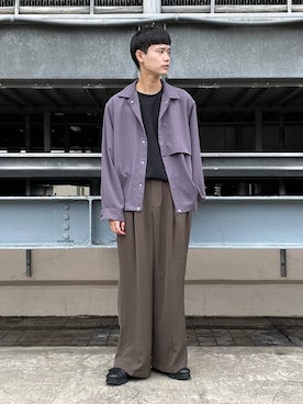 「ストレートパンツ」｜「アイテム（ブルゾン）」を使った、kitauraさん（メンズ・172cm）の秋コーディネート