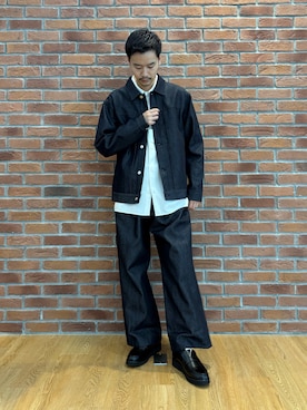 「tk.TAKEO KIKUCHI（ティーケータケオキクチ）の【接触冷感/UVカット】ドビーストライプシャツ（シャツ/ブラウス、ホワイト系）」を使った、kitauraさん（メンズ・172cm）の夏コーディネート
