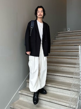 「tk.TAKEO KIKUCHI（ティーケータケオキクチ）のアイテム（セットアップ）」を使った、kitauraさん（メンズ・172cm）の春コーディネート