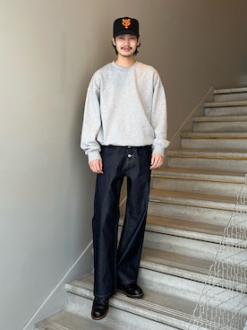 「tk.TAKEO KIKUCHI（ティーケータケオキクチ）のアイテム（スウェット）」を使った、kitauraさん（メンズ・172cm）の春コーディネート