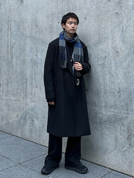 「tk.TAKEO KIKUCHI」｜「アイテム（チェスターコート）」を使った、kitauraさん（メンズ・172cm）の冬コーディネート
