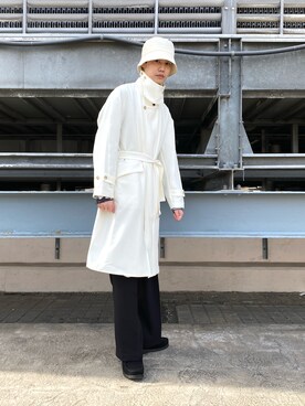 「tk.TAKEO KIKUCHI（ティーケータケオキクチ）のアイテム（ステンカラーコート）」を使った、kitauraさん（メンズ・172cm）の冬コーディネート