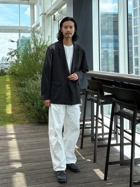 「tk.TAKEO KIKUCHI（ティーケータケオキクチ）のアイテム（ジャケット/アウター）」を使った、kitauraさん（メンズ・172cm）の夏コーディネート