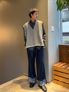 「ロールアップ」｜「アイテム（その他シューズ）」を使った、kitauraさん（メンズ・172cm）の冬コーディネート