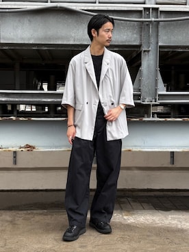 「tk.TAKEO KIKUCHI（ティーケータケオキクチ）のアイテム（ジャケット/アウター）」を使った、kitauraさん（メンズ・172cm）の夏コーディネート