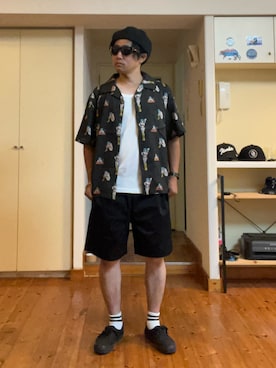 「アイテム（ハンチング/ベレー帽）」を使った、てってれさん（メンズ・162cm）の夏コーディネート