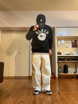 「アイテム（スウェット）」を使った、てってれさん（メンズ・162cm）の冬コーディネート