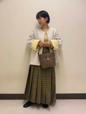 「アイテム（ノーカラーコート）」を使った、しだみさん（レディース・154cm）の秋コーディネート