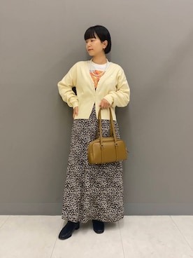 「SENSE OF PLACE by URBAN RESEARCH（センスオブプレイスバイアーバンリサーチ）のアニマルパターンナロースカート（スカート）」を使った、しだみさん（レディース・154cm）の秋コーディネート
