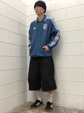 「adidas（アディダス）のイタリア代表 アウェイ アンセムジャケット / ジャージ / トラックジャケット / アディダス adidas（ジャージ、ブルー系）」を使った、WRさん（メンズ・175cm）の春コーディネート