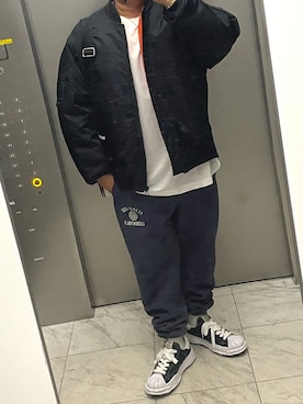 「アイテム（スウェットパンツ）」を使った、bullさん（メンズ・173cm）の秋コーディネート