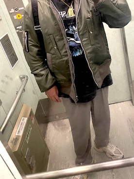 「アイテム（MA-1）」を使った、bullさん（メンズ・173cm）の秋コーディネート