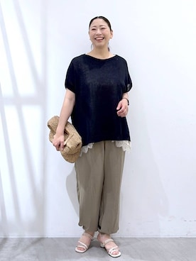 「Elura（エルーラ）のアイテム」を使った、はつなさん（レディース・158cm）の夏コーディネート