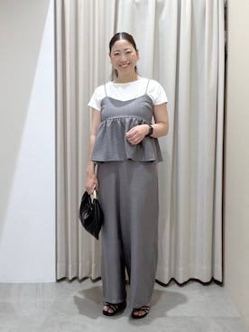 「Elura（エルーラ）の2WAYクロスサンダル/646446（サンダル、ブラック系）」を使った、はつなさん（レディース・158cm）の夏コーディネート
