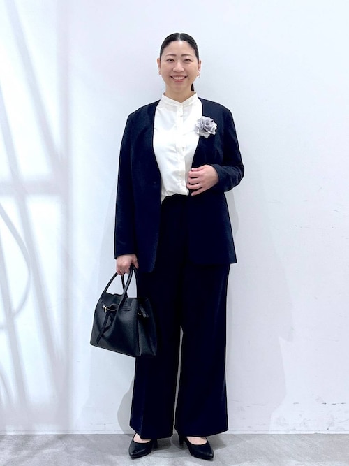 【美品】Eluraノーカラーツイードジャケット ブラック　グレー エアーライトフォルム・ノーカラージャケット/40代50代からの