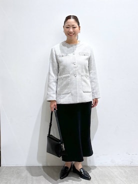 「Elura（エルーラ）のアイテム（ローファー）」を使った、はつなさん（レディース・158cm）の秋コーディネート