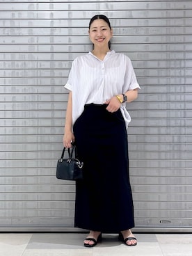 「Elura（エルーラ）のアイテム（スカート）」を使った、はつなさん（レディース・158cm）の春コーディネート