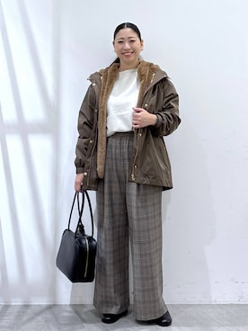 「アイテム（マウンテンパーカー）」を使った、はつなさん（レディース・158cm）の秋コーディネート