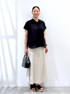 「Elura（エルーラ）のアイテム（サンダル）」を使った、はつなさん（レディース・158cm）の夏コーディネート