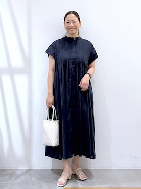 「Elura（エルーラ）の2WAYクロスサンダル/646446（サンダル、ホワイト系）」を使った、はつなさん（レディース・158cm）の夏コーディネート