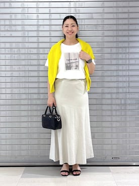 「Elura（エルーラ）のアイテム（スカート）」を使った、はつなさん（レディース・158cm）の春コーディネート