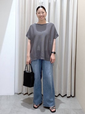 「Elura（エルーラ）の2WAYクロスサンダル/646446（サンダル、ブラック系）」を使った、はつなさん（レディース・158cm）の夏コーディネート
