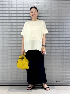 「Elura（エルーラ）のアイテム（スカート）」を使った、はつなさん（レディース・158cm）の春コーディネート