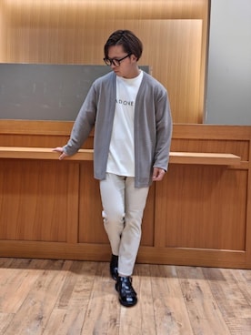 「アイテム（カーディガン/ボレロ、ブラウン系）」を使った、RYOさん（メンズ・161cm）の夏コーディネート