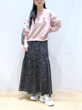 「着痩せ」｜「アイテム（スウェット）」を使った、みーやん。さん（レディース・161cm）の冬コーディネート