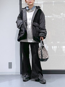 「LAKOLE（ラコレ）のケミカルウォッシュシャツ長袖 / 140262（シャツ/ブラウス）」を使った、みーやん。さん（レディース・161cm）の秋コーディネート