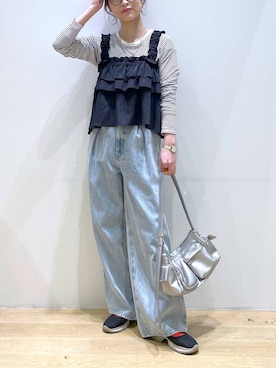 「高見え」｜「アイテム（その他トップス）」を使った、みーやん。さん（レディース・161cm）の春コーディネート