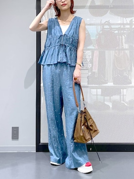 「LAKOLE（ラコレ）のステンレス華奢チェーンネックレス2 / 114407（ネックレス、その他）」を使った、みーやん。さん（レディース・161cm）の夏コーディネート