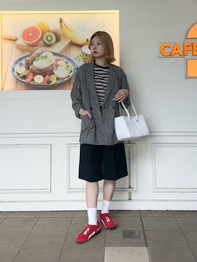 「fredy emue（フレディエミュ）の汗ジミ軽減天竺BasicTシャツ（Tシャツ/カットソー、ブラウン系）」を使った、Maikaさん（レディース・163cm）の春コーディネート