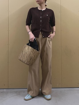 「アイテム（カーディガン/ボレロ、ブラウン系）」を使った、Maikaさん（レディース・163cm）の夏コーディネート