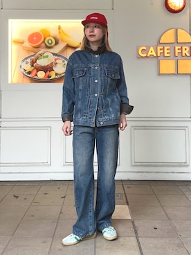 「fredy emue（フレディエミュ）の2WAYカラーデニムジャケット（デニムジャケット、ブルー系）」を使った、Maikaさん（レディース・163cm）の夏コーディネート