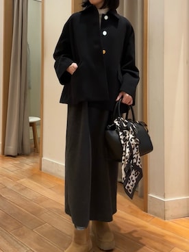 「アイテム（ダッフルコート）」を使った、Maikaさん（レディース・163cm）の冬コーディネート