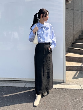 「ボウタイシャツ」｜Maikaさん（レディース・163cm）の秋コーディネート