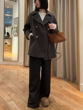 「アイテム（ピーコート）」を使った、Maikaさん（レディース・163cm）の冬コーディネート