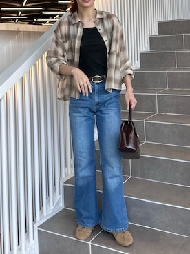 「秋先取りコーデ」｜「アイテム（バッグ）」を使った、Maikaさん（レディース・163cm）の夏コーディネート
