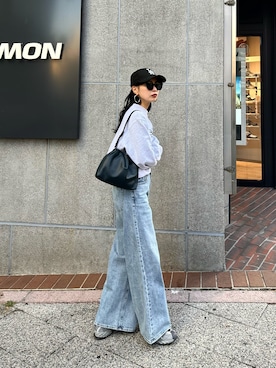 「アイテム（ハンドバッグ、ブルー系）」を使った、asaさん（レディース・160cm）の春コーディネート